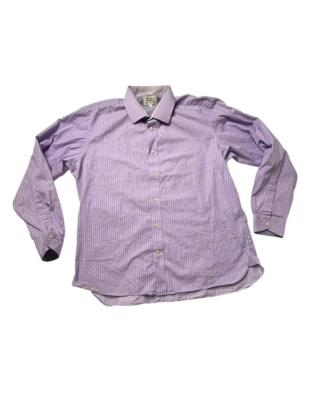 Ted Baker Men's Striped Purple Dress Shirt - Classic Collared Button-Down